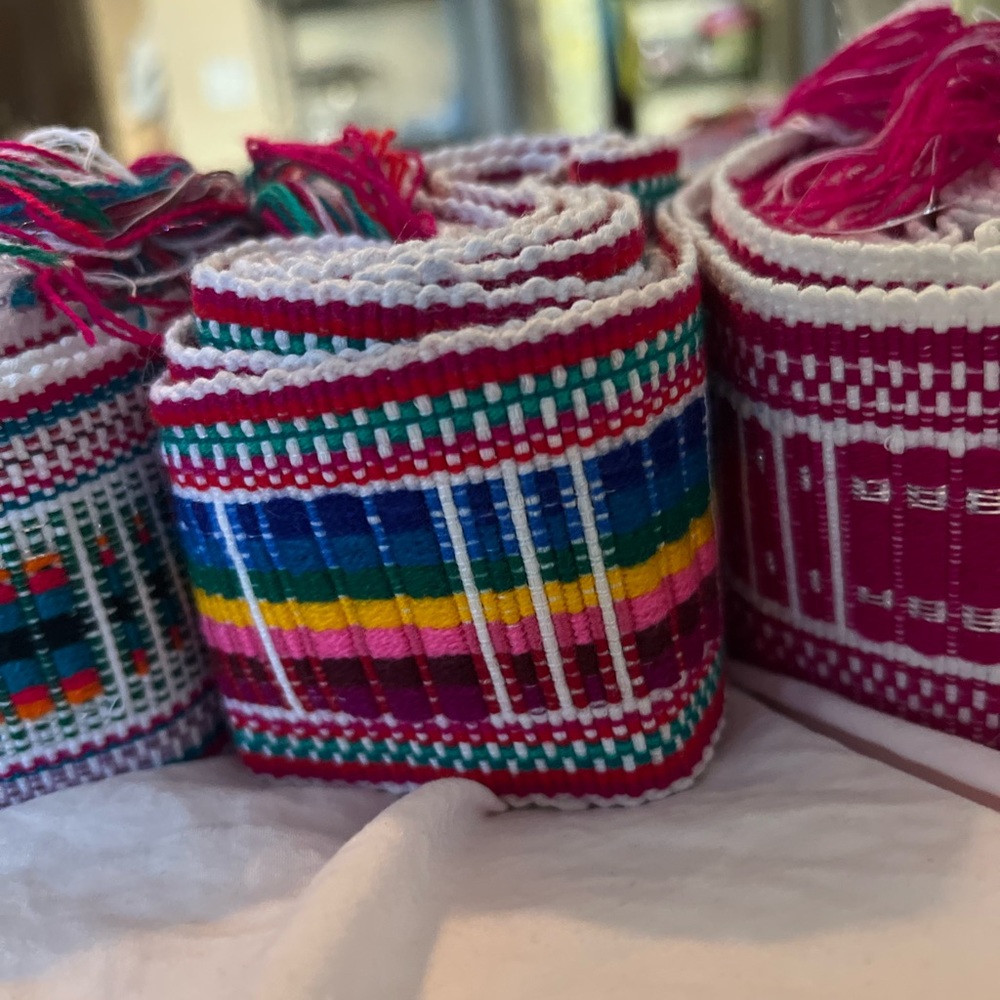 Geometric Artisanal tribal Ecuadorian belt/ wrap around waist. Multiple colors